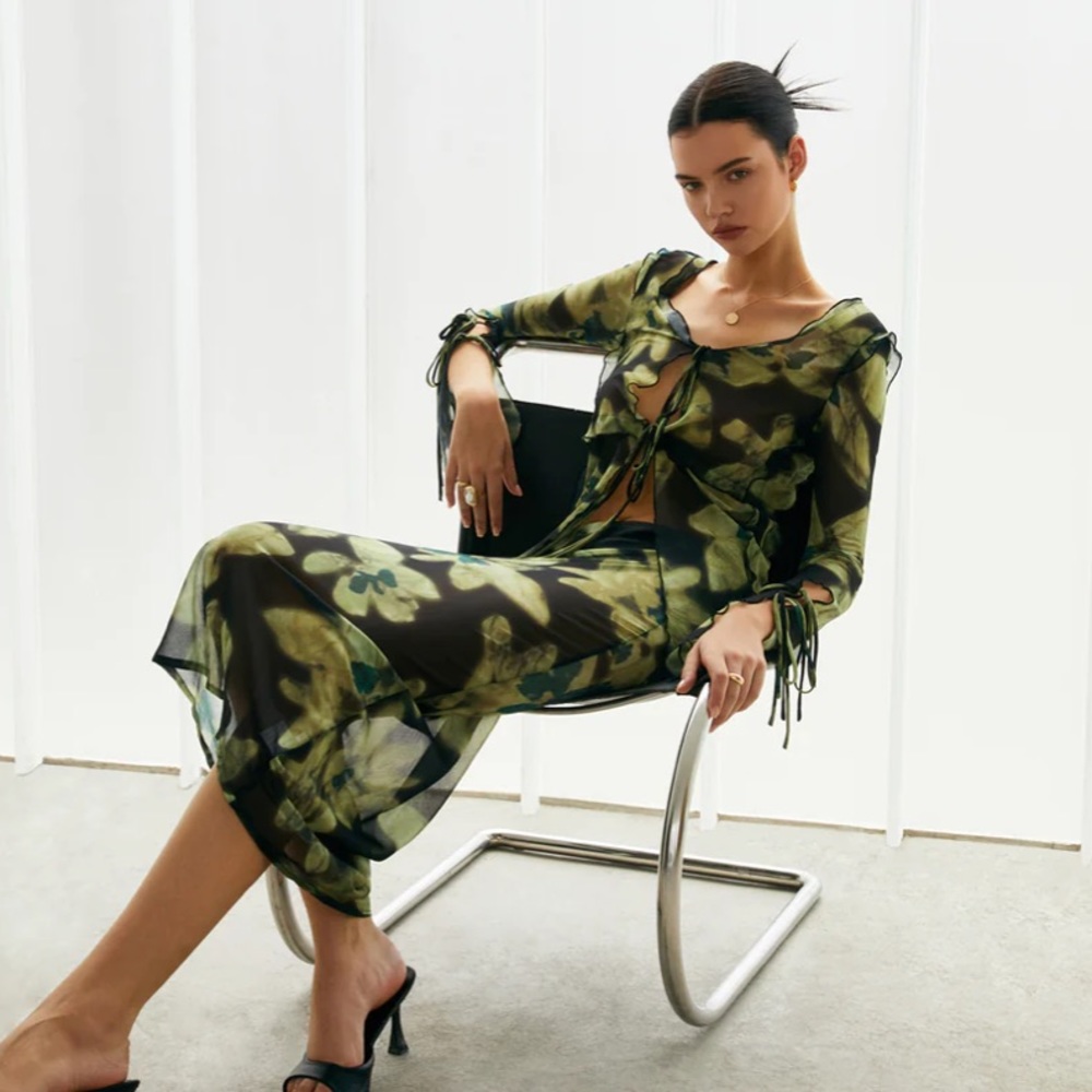 Villa Frangi Floral Mesh Skirt. Maxi skirt